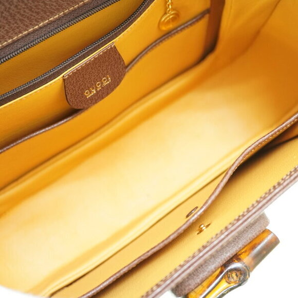 Gucci Bamboo Shoulder Handbag Brown Leather strap - Picture 6 of 8